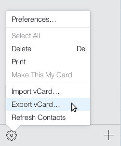Choose Export vCard...