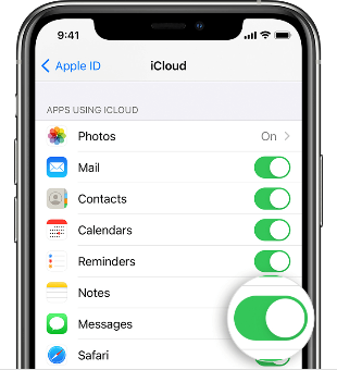 Turn on iCloud Messages