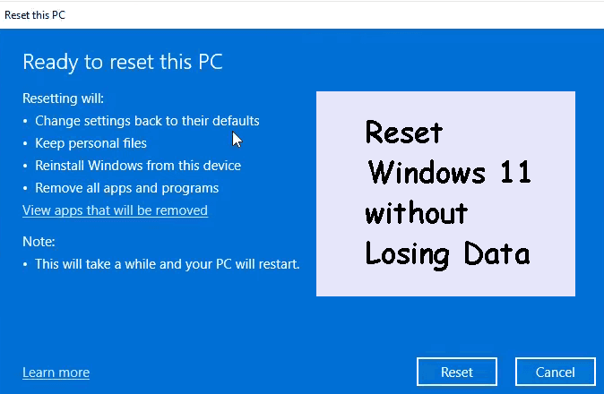 Reset Windows 11 without Losing Data (3 Methods)