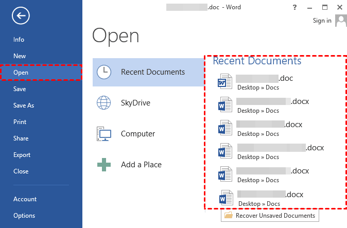 How To Find Recently Saved Documents 