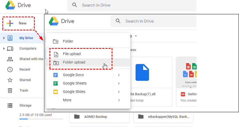 google drive auto folder backup