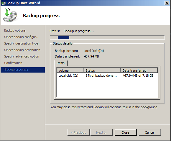 How to backup. Select Backup destination on Tape.